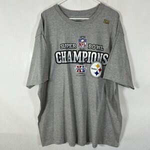 Pittsburgh Steelers Reebok Super Bowl 40 Champions T Shirt Size 2XL Gray